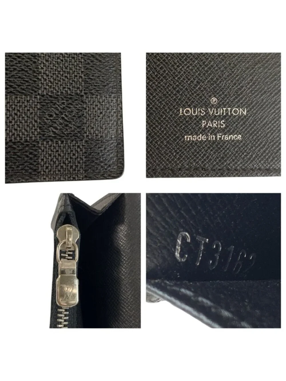 Louis Vuitton Damier Graphite Portefeuille Brazza Black Gray Wallet